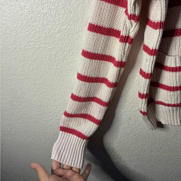 St. John's Bay Ivory and Red Stripes Crew Neck Long Sleeve Sweater S - Picture 7 of 10